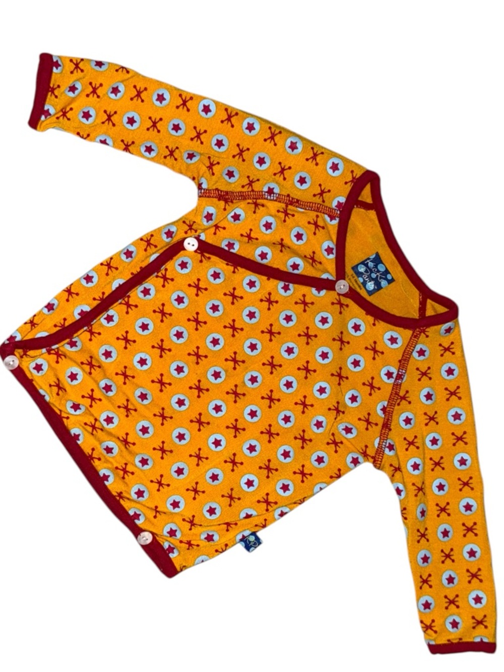 Kickee Pants Bamboo Kimono Top 3-6M Yellow Star Print Wrap Baby Shirt Soft
